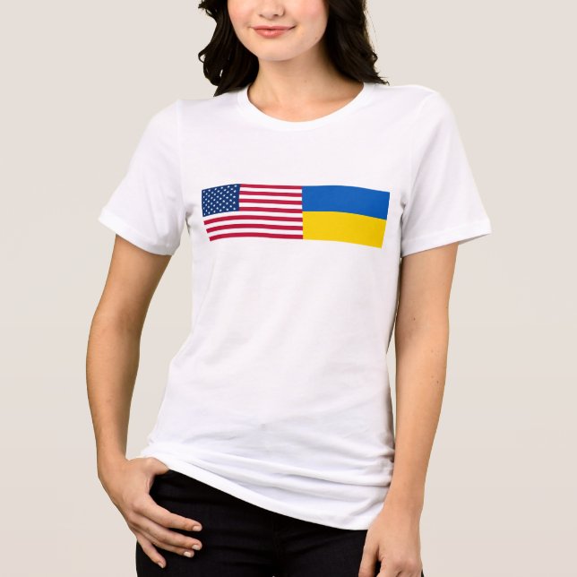 American I stand with Ukraine. USA & UKR flags. T- Tri-Blend Shirt (Front)