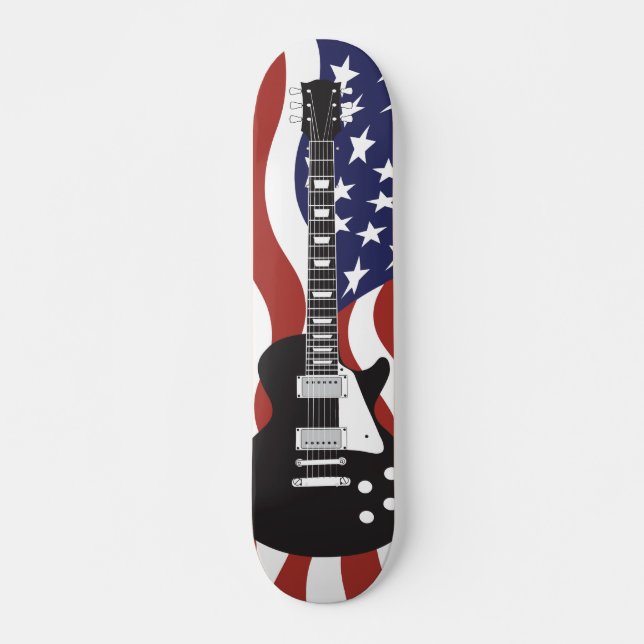 American Icon Electric Guitar Black Skateboard Deck (Front)