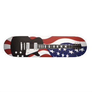 American Icon Electric Guitar Black Skateboard Deck