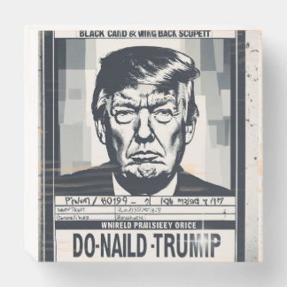 American Icon: Simple Sketch of Donald Trump with  Wooden Box Sign