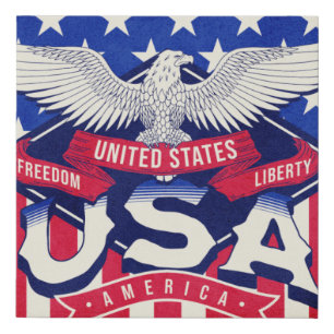 American Illustration Canvas Print USA America 