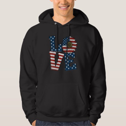 American Independence Day Usa Flag Sunflower 4th O Hoodie