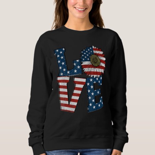 American Independence Day Usa Flag Sunflower 4th O Sweatshirt