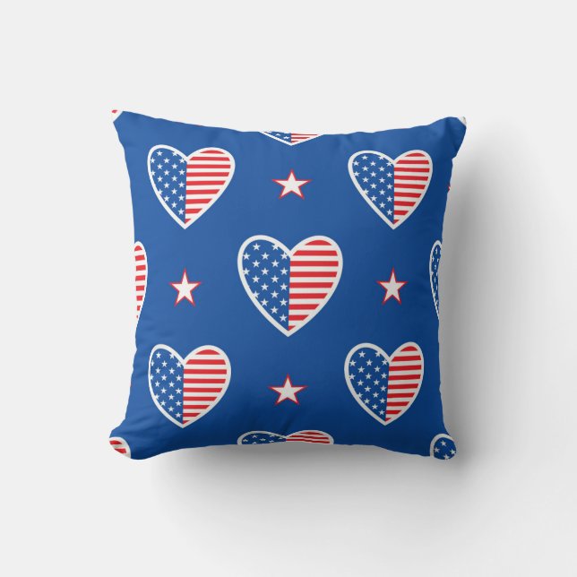 American Independence: Patriotic Vintage Pattern Throw Pillow (Front)