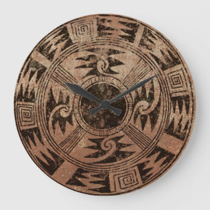 American Indian Basket design Large Clock
