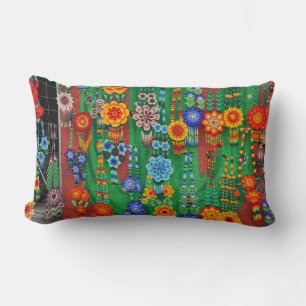 American Indian Beaded Flower Necklaces Lumbar Pillow