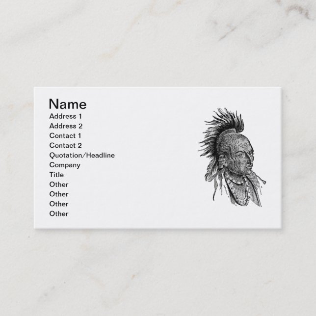 American indian business card (Front)