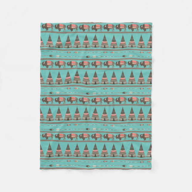 American Indian Cabin Fleece Blanket (Front)