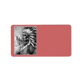 American Indian Chief Address Label