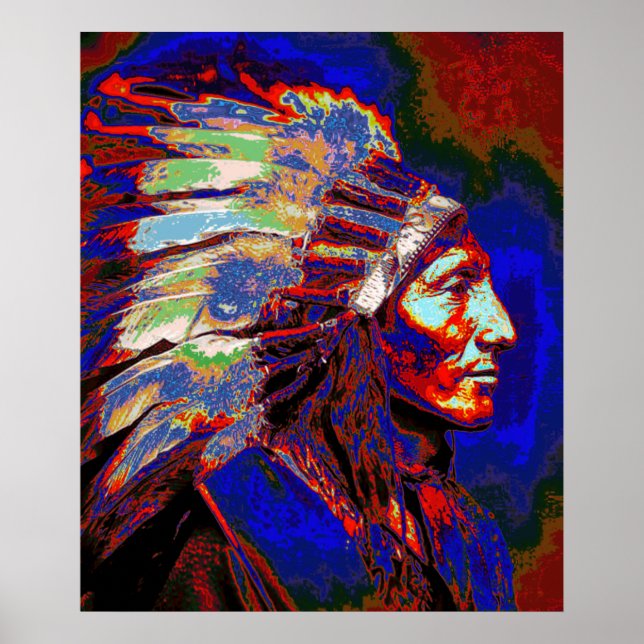 American Indian Chief Graphic Portrait Poster (Front)