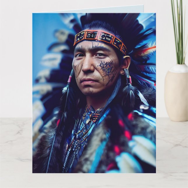 AMERICAN INDIAN CHIEF PHOTO BIRTHDAY BIG CARDS (Front)