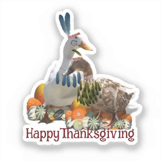 American Indian Ducks Thanksgiving  Sticker (Front)