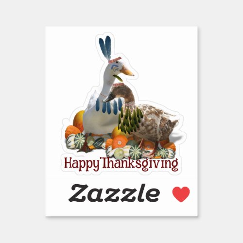 American Indian Ducks Thanksgiving  Sticker