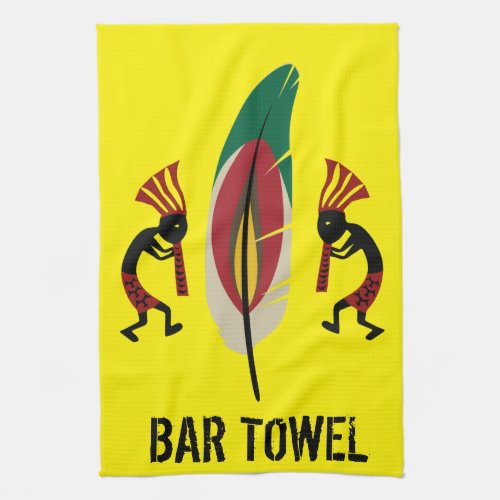 American Indian Feather Kokopelli Bar Towel 