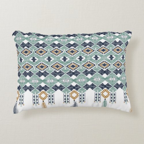 American Indian Geometry Seamless Border Accent Pillow