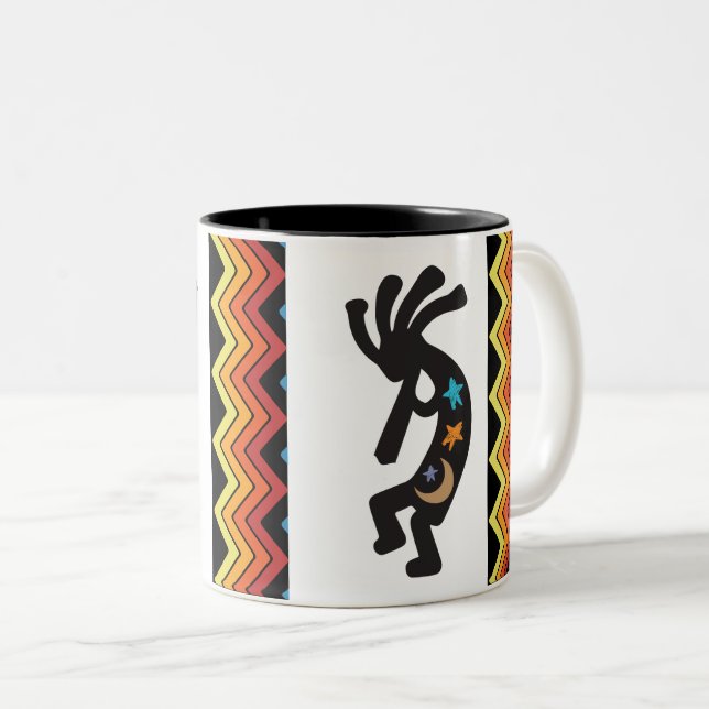 American Indian Kokopelli  Two-Tone Coffee Mug (Front Right)