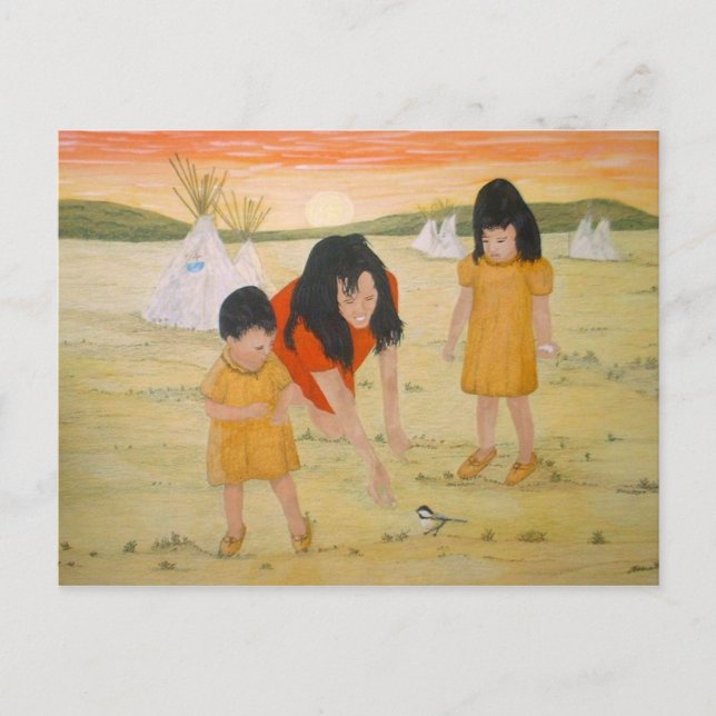 American Indian Mother with Daughters Postcard (Front)