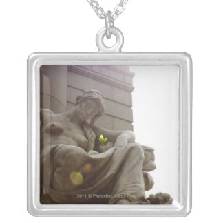 American Indian National Museum Statue Silver Plated Necklace
