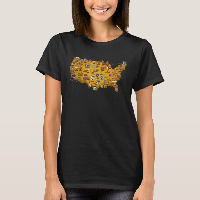 American Indian Native Tribes Map T-Shirt (Front)