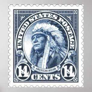 American Indian Postage Stamp Print