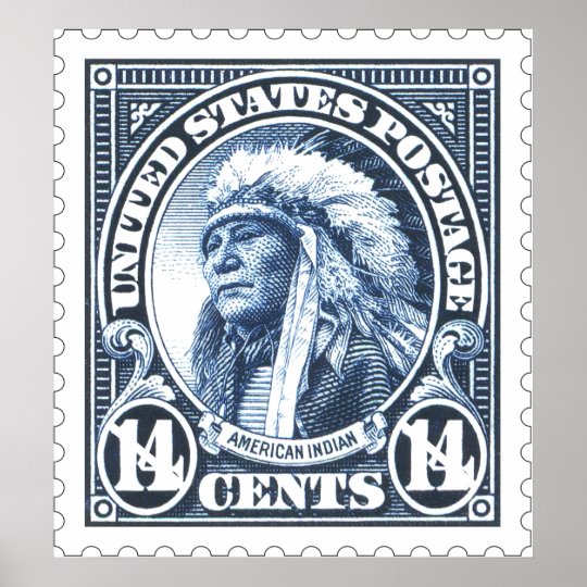 American Indian Postage Stamp Print | Zazzle.com