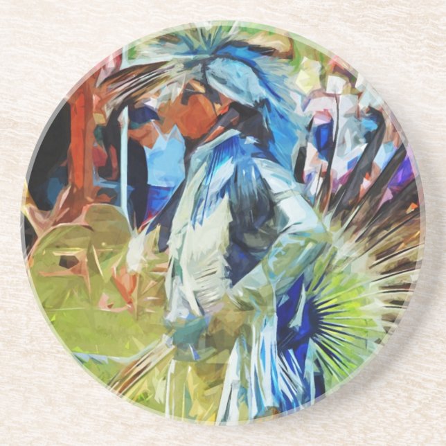 American Indian Pow Wow Dancer Drink Coaster (Front)