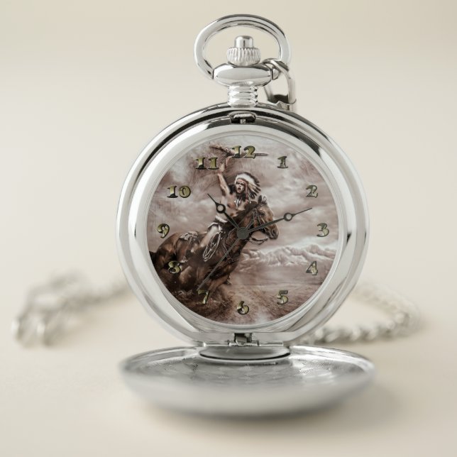 American Indian Riding Horse Pocket Watch (Inside)