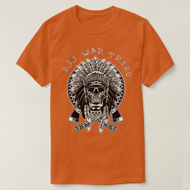 American Indian Skull Jiu Jitsu War Tribe BJJ Fana T-Shirt (Design Front)