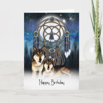 American Indian Style Wolf Birthday Card by moonlake at Zazzle