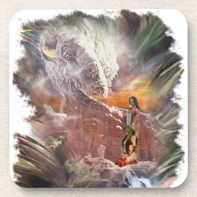 American Indian Wedding Night Vignette Beverage Coaster (Front)