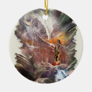 American Indian Wedding Night Vignette Ceramic Ornament