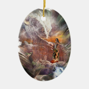 American Indian Wedding Night Vignette Ceramic Ornament