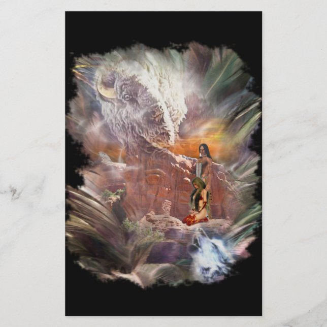 American Indian Wedding Night Vignette Stationery (Front)