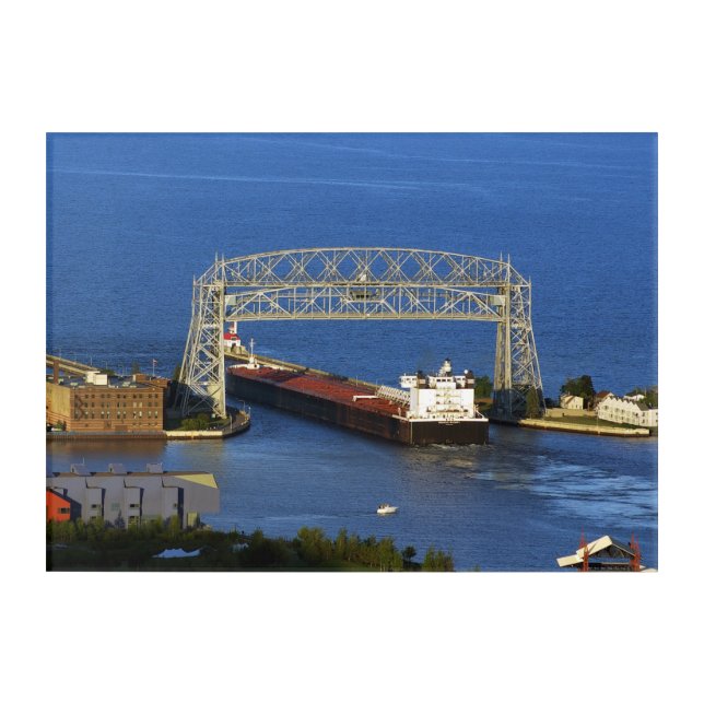 American Integrity & Duluth Aerial Lift Bridge Acrylic Print (Front)