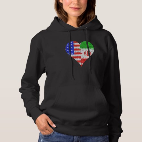 American Iranian Flag Heart Hoodie