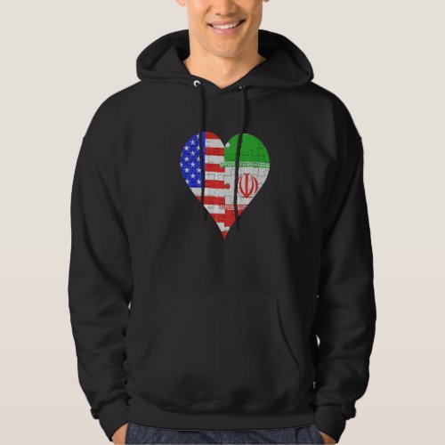 American Iranian Flag Heart Hoodie