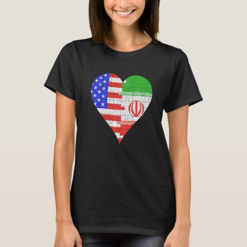 American Iranian Flag Heart T_Shirt