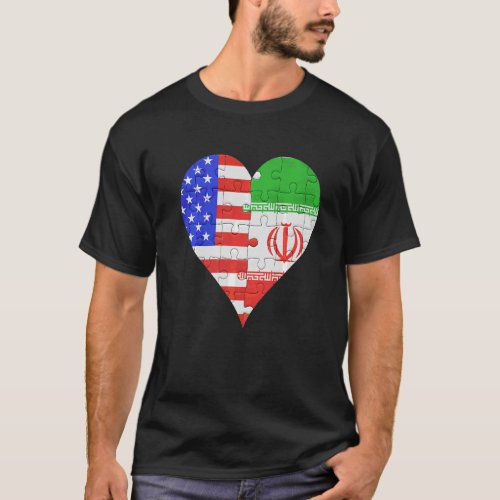 American Iranian Flag Heart T_Shirt