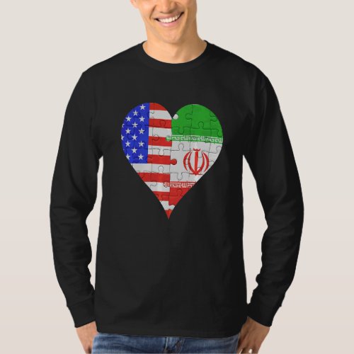 American Iranian Flag Heart T_Shirt