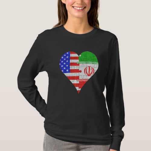 American Iranian Flag Heart T_Shirt