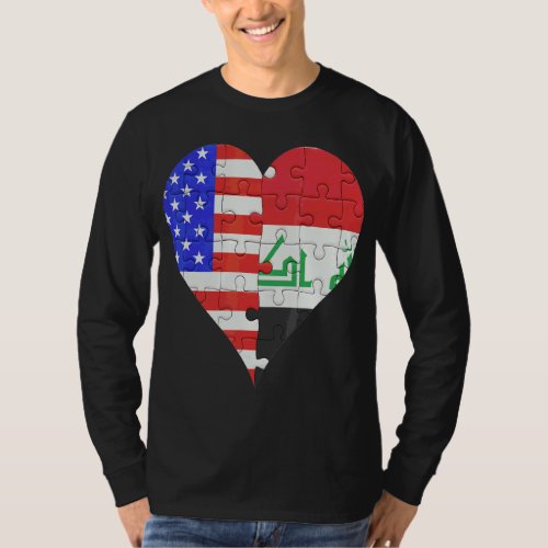 American Iraqi Flag Heart  T_Shirt