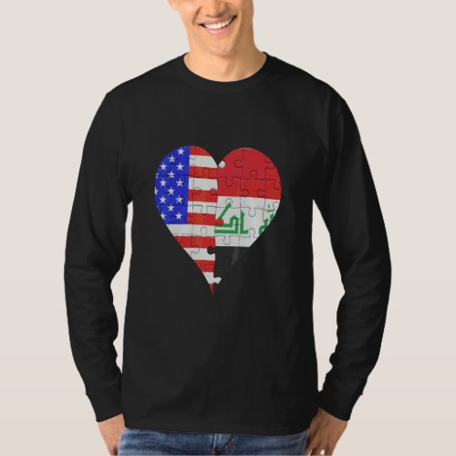 American Iraqi Flag Heart  T_Shirt
