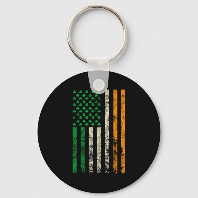 American Ireland Flag Shamrock Irish Patricks Day  Keychain (Front)