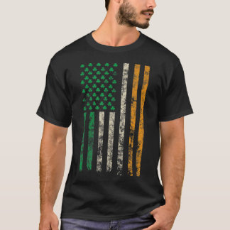 American Ireland Flag Shamrock T-Shirt St Patricks