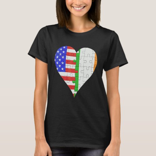 American Irish Flag Heart 1 T_Shirt