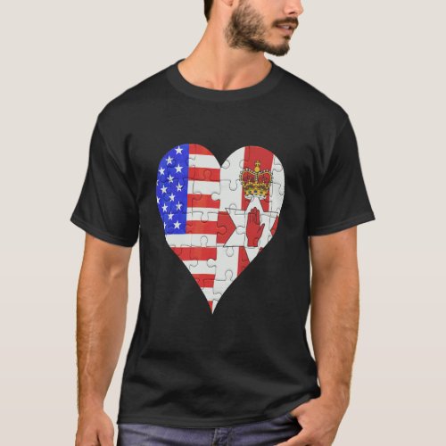 American Irish Flag Heart  T_Shirt