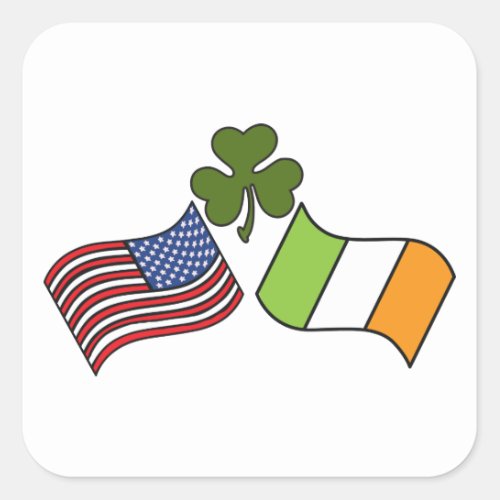 American Irish Flag Square Sticker