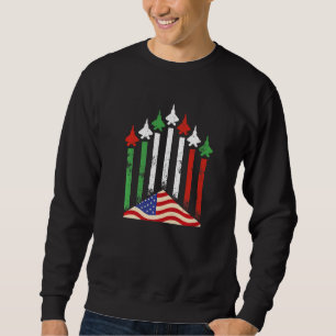 American Italian Flag Airplanes 4th July Patriotic Sweatshirt