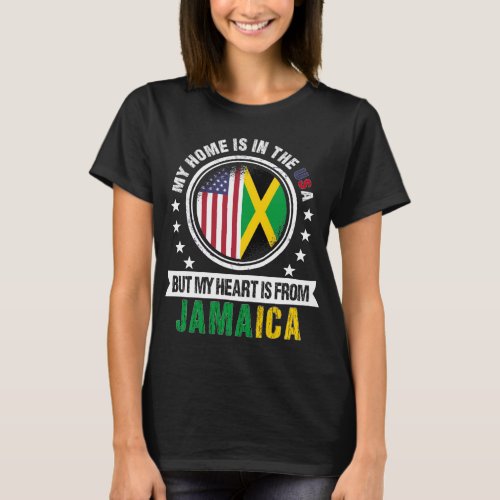 American Jamaican Flag Heart from Jamaica Patriot T_Shirt