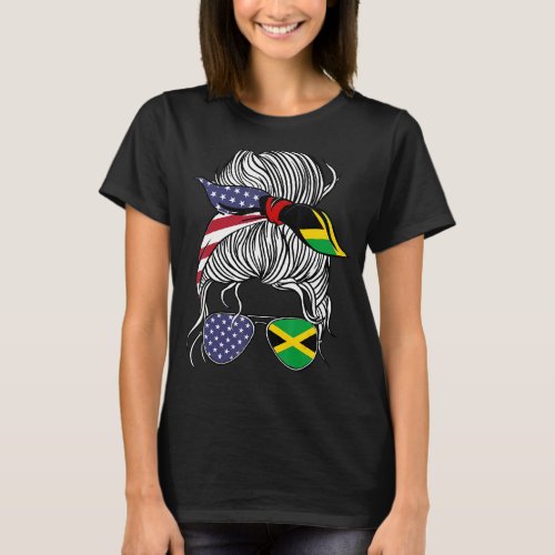 American Jamaican Patriot Flag Women Girl Jamaica  T_Shirt